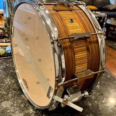 Pork Pie PP65X14RZ 6.5x14" Rosewood Zebra Maple Snare Drum 2010s - Natural image 5