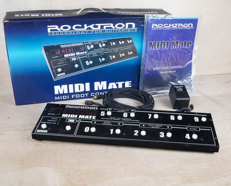 Rocktron MIDI Mate Foot Controller Black in Box w/ Power Supply, 30ft MIDI Cable image 1