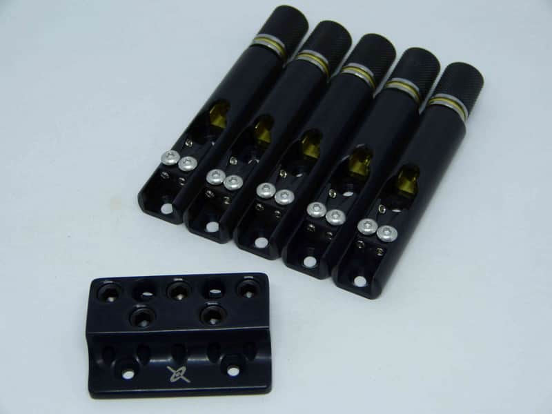 Headless bass bridge 5 strings with individual base for fanned multiscale by Nova Guitar Parts image 1