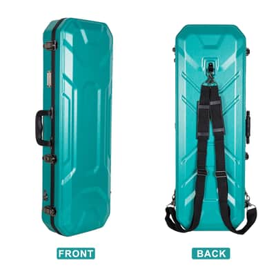 Crossrock 4/4 size Violin Case | ABS Molded Hardshell with Interior Compartment, 2 Bow Holders, Security Lock, and Detachable Straps-Mint Blue image 1