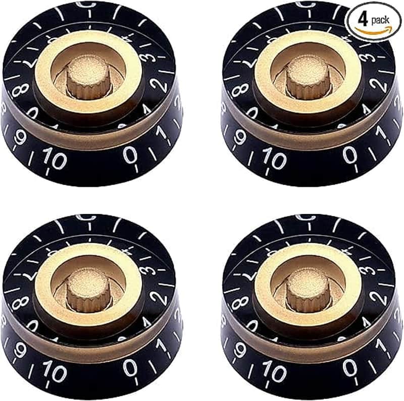 4Pcs Guitar Knobs,Amber Top Hat Knobs Electric Guitar Bass Speed Control Knobs Volume Tone Control Knobs Fits 6mm/0.24" Rotary Shaft Musical Instruments and Radios Parts Replacement image 1