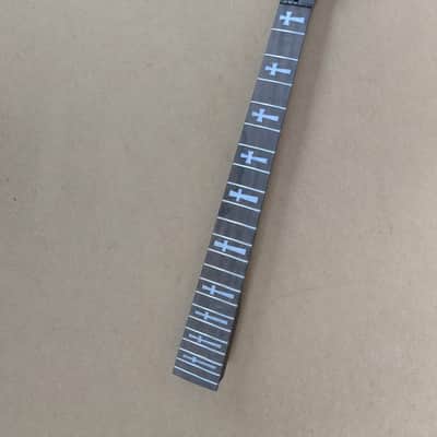 22 FRET STAINLESS STEEL CROSS INLAYS DEATH METAL GUITAR NECK REPLACEMENT image 1