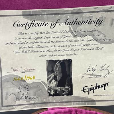 Epiphone USA Collection John Lennon Signature '65 Casino 1998 - 2000 - Vintage Sunburst image 12