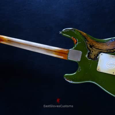 Fender Stratocaster Olive Green /Sunburst Heavy Aged Relic by East Gloves Customs image 17