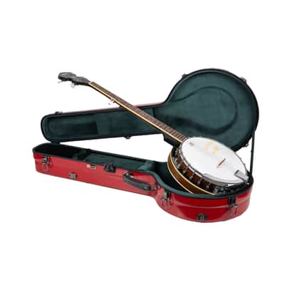 Crossrock Fiberglass Banjo Case-Fits Mastertone & Most 5-String Styles, with Interior Compartment, Backpack Straps, Hygrometer, TSA Lock-Red (CRF2023MBJRD) image 1