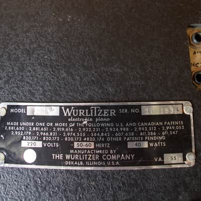 Wurlitzer 200A 64-Key Electric Piano 1974 - 1983 - Black image 13