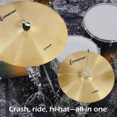 Cymbal Pack, 5 Pieces Drum Cymbals Set,14" Hi Hat Cymbals, 16" Crash and 18" Crash Cymbals, 20" Ride Cymbals for Drums Set image 5