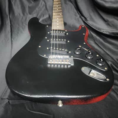Aria Pro II Strat-Style Electric Guitar - Black/Red Custom Finish image 1