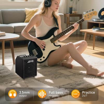JOYO 30W Bass Amp Portable Combo Amplifier 4" Speaker with Bluetooth 5.1 + OTG Direct Recording | 3-Band EQ + Compressor | Headphone Practice for Bassist Livestream Solo Gigs (Vibe Cube BA-30, Black) image 5
