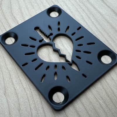 Heart & Dagger Neck Plate For Bolt On Neck Guitar or Bass - Industrial Black Finish image 2