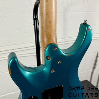 Mayones Aquila Aged V24 S 6 Electric Guitar w/ Case - Monolith Metallic Neon Green Nitro (Aged) image 17