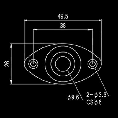 Guitar Parts - JACK PLATE Curved Recessed OVAL - CHROME image 2