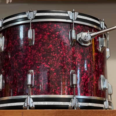 1970's Rogers XP8 Red Diamond Pearl 12/13/16/22 Big R Drum Kit image 10