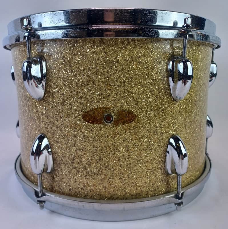MIJ 9x13" Silver Sparkle Tom Drum 3Ply+Re-Rings Hoshino Pearl Vintage 60s Japan image 1