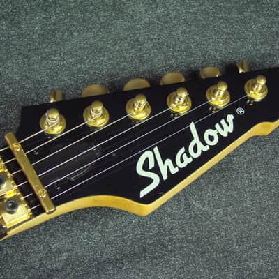 Shadow S-110 Blue/Black Swirl Finish Double Cutaway Electric Guitar W/Case image 8