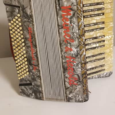 Rare Antique German Accordion Meinel & Herold Klingenthal + Original Solid Case image 4