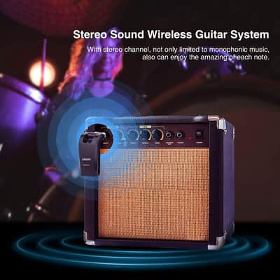 LEKATO 2.4Ghz  Wireless Audio Dual Track Guitar Transmitter Receiver System 1/4" & 1/8" Plug image 6