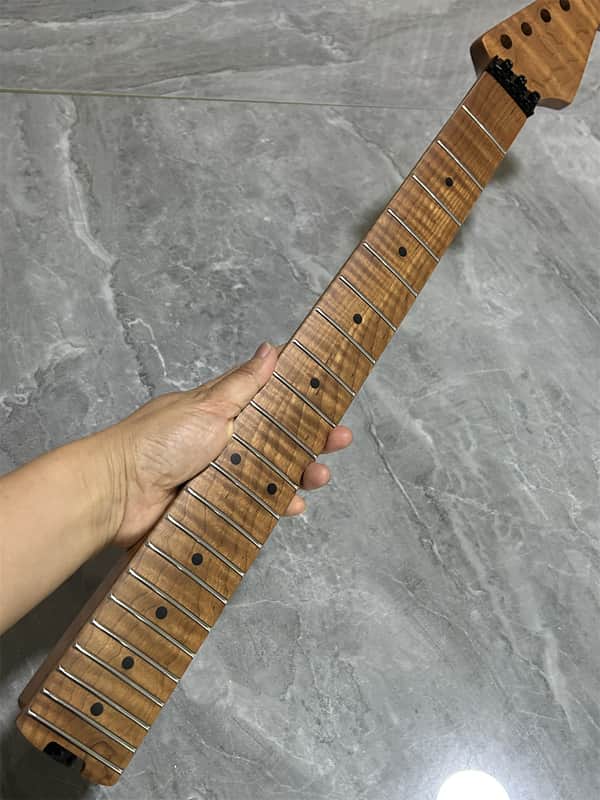 Wheel truss AAAA 22fret Roasted Flame Maple Electric guitar neck part locking nut image 1