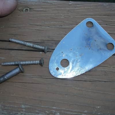 1972 Fender Stratocaster or Jazz Bass serial number neck plate with original screws. image 3