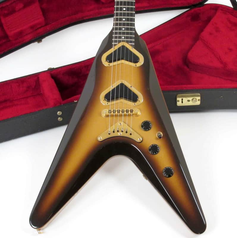1981 Gibson V2 Flying V - Super Rare Goldburst Metallic Finish! Boomerang V Pickups!  Original Case