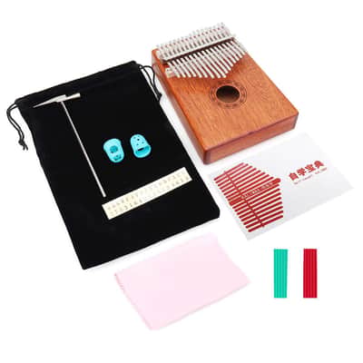 17 Keys Kalimba Thumb Piano High-Quality Wood Mahogany Body Musical Instrument Bundle Starter Kit image 11