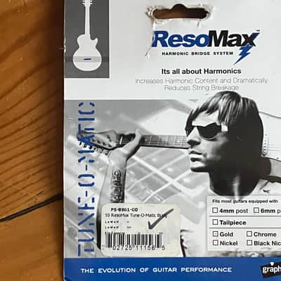 Graphtech SS ResoMax Tune-O-Matic Guitar bridge Gold NOS Canada 6mm image 3