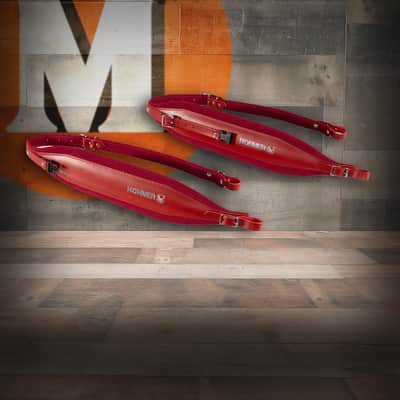 Hohner 44 In. x 4 In. Leather & Velvet Accordion Straps X-Large w/ Back Strap (ACC16-RED/RED) image 1