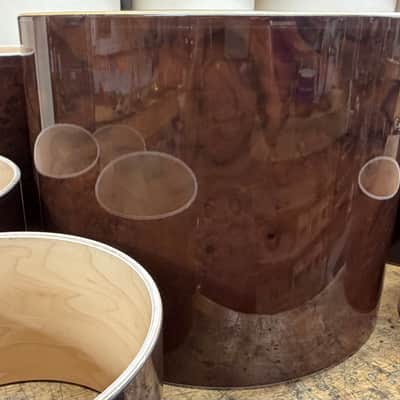 WALNUT BURL and Maple 6 ply core Drum Shell 7 pcs set - Clear gloss polished BEST OFFERS ACCEPTED! image 11