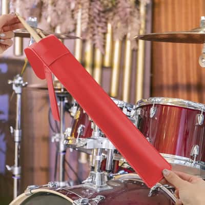 Drum Stick Bag,Portable Drumstick Bag & Case,PU Leather Drumstick Holder for All Drumsticks and Percussion Mallets,Gift for Drummer Teens(Red) image 3