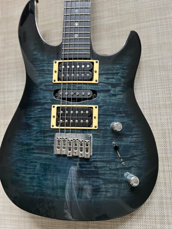Brian Moore MC 1 mid to late 1990's - Blue Black figured top Graphite neck, image 1