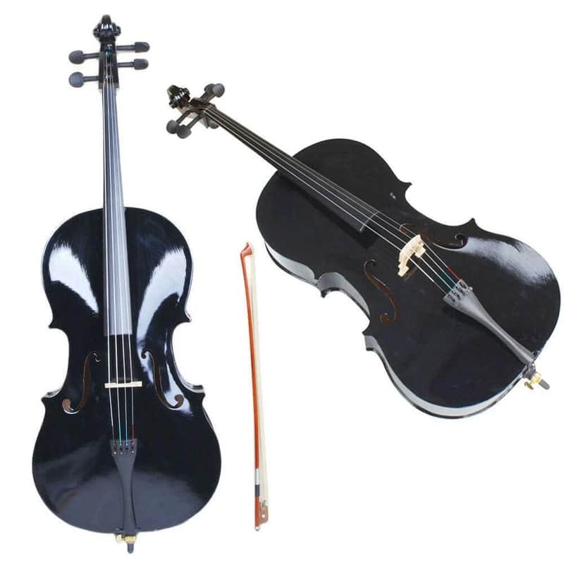 New Professional Cello 4/4 Full Size BassWood Set with Bag+Bow+Rosin+Bridge Black image 1