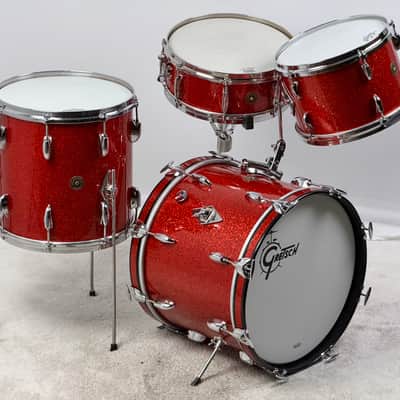 Gretsch 18/12/14/5x14" 60's Round Badge Drum Set - Rewrapped by Lee Ruff Tangerine Sparkle image 6