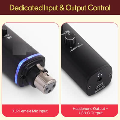 USB Mic Interface, XLR to USB Adapter with Phantom Power, Volume Control, Plug-and-Play Audio Interface for XLR Microphone Recording, Streaming, Podcasting, PC & Mac, 24-Bit Sound Card image 3