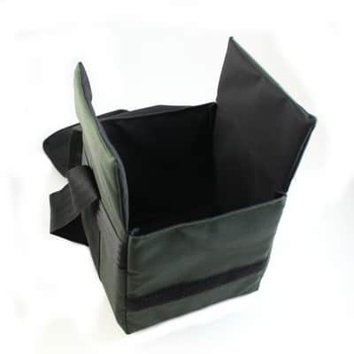 Mukatsuku Records Are Our Friends Cordura 7 Inch 45 Record Bag (dark green with embossed vintage brown leather patch, holds up to 80 x 7'' singles) (Juno Exclusive) image 4