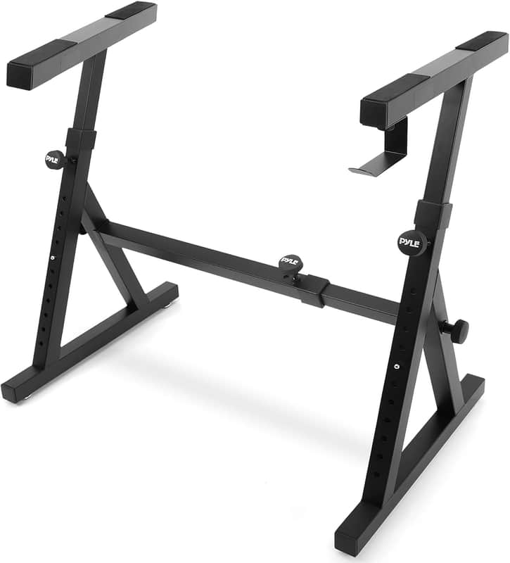 Heavy Duty Folding Keyboard Stand - Sturdy Reinforced Z Design w/ Adjustable Width & Height, Foam Padded Arms, Digital Piano Stand, Fits 54-88 Key Electric Pianos & Used for Travel & Storage image 1