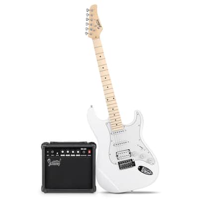 Glarry White GST Electric Guitar HSS Pickups w/20W Amplifier image 1