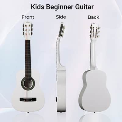 ADM Beginner Acoustic Classical Guitar Nylon Strings Wooden Guitar Bundle Kit for Kid Boy Girl Student Youth Guitarra Online Lessons with Gig Bag, Strap, Tuner, Picks (30 Inch, White) image 6