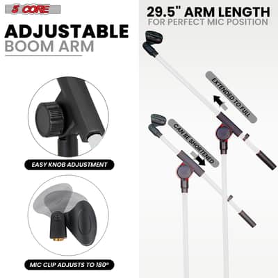 5 Core Mic Stand Floor 4Pc Adjustable 72" Tripod Microphone Stands w Telescoping Boom Arm Bild 4
