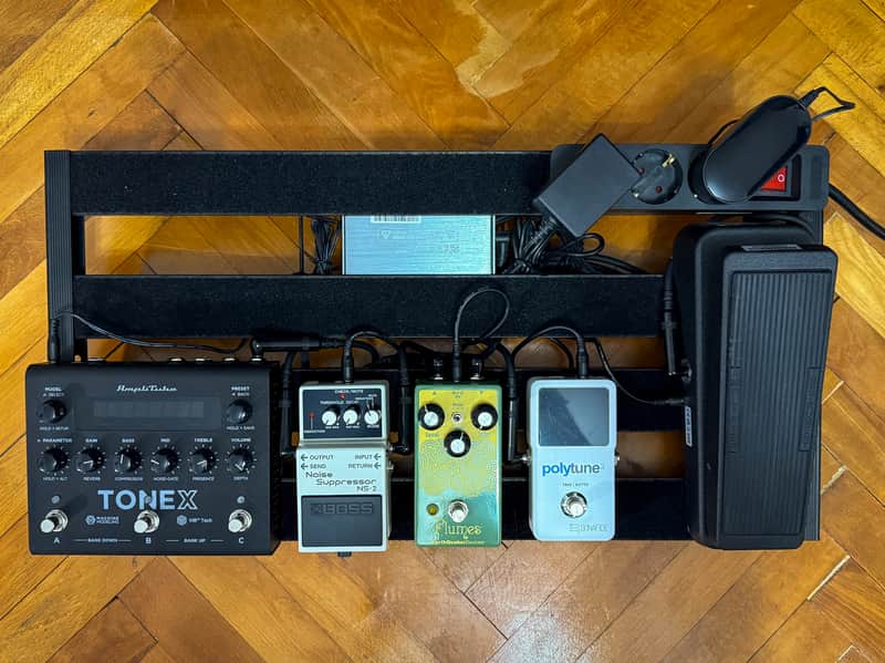 Custom pedalboard w/ IK Multimedia TONEX Pedal + Plumes EarthQuaker Signal Shredder + Boss NS-2 + Crybaby Original Wah + Accessories image 1