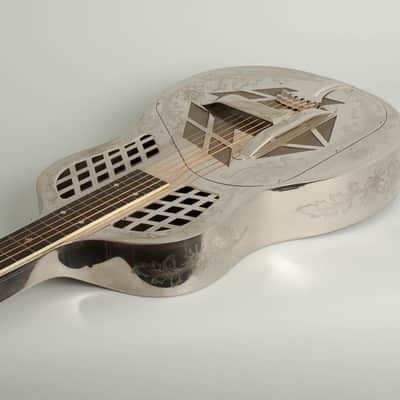 National Style 4 Tricone Squareneck Resophonic Guitar (1932), ser. #2601, original black hard shell case. image 7