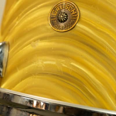 1960s Gretsch Gold Satin Flame "Double Bass" Drum Set image 15