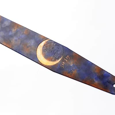 burnyblack custom bass,guitar strap - moon 3 brown/darknavy image 2