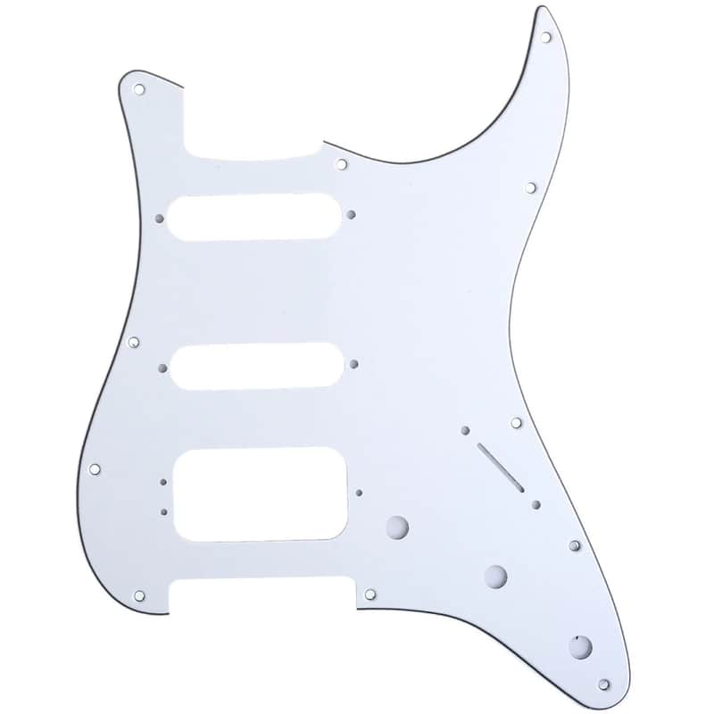 Brio 11-Hole Round Corner HSS Strat Pickguard (3-Ply) - White image 1