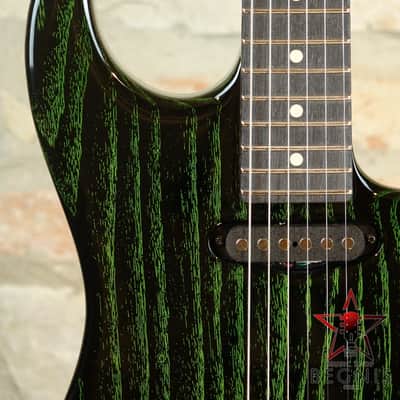 TOM ANDERSON Pro Am HS - Swamp Ash Body & Reverse Headstock - Black with Green Dog Hair image 8
