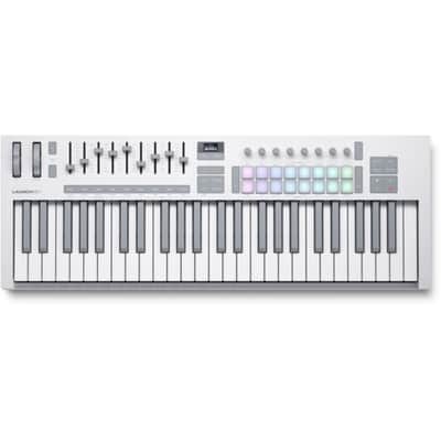 Novation Launchkey 49 MK4 USB MIDI Keyboard Controller (White, 49 Keys) Bundle with Closed-Back Studio Monitor Headphones, Keyboard Dust Cover, MIDI Cable 10' and FP-P1L Universal Sustain Pedal image 3