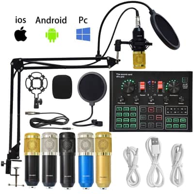Sound Card Full Set Of Condenser Wireless Microphone Suit Bm800 Microphone image 1