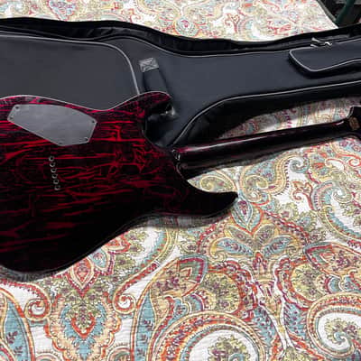 Schecter C-1 Silver Mountain Blood Moon Electric Guitar w Case image 7
