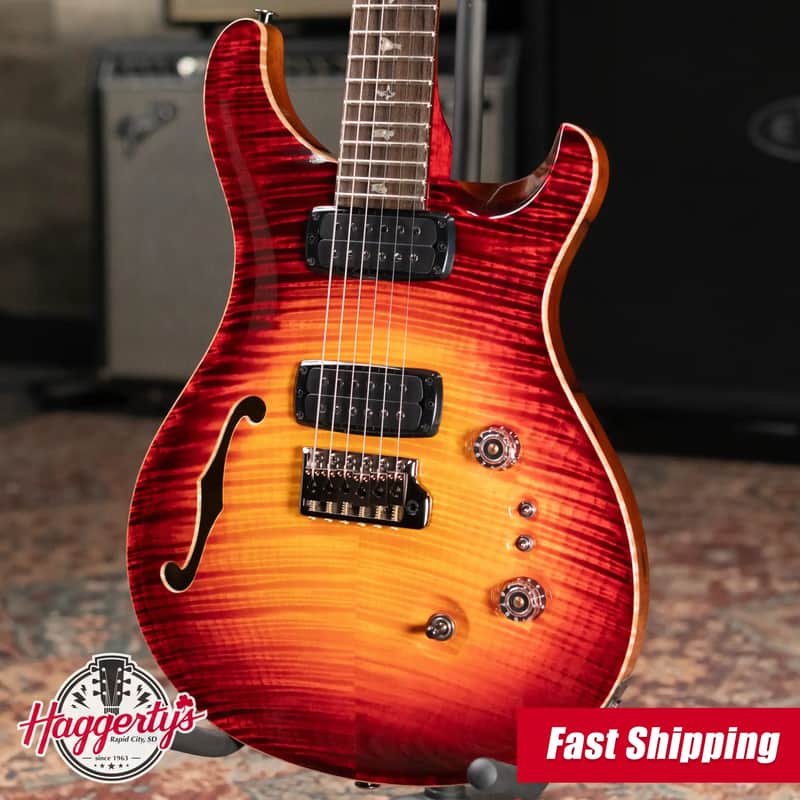 PRS Private Stock Custom 24-08 Semi-Hollow Electric Guitar Dragon's Breath Glow with Hardshell Case - Used image 1