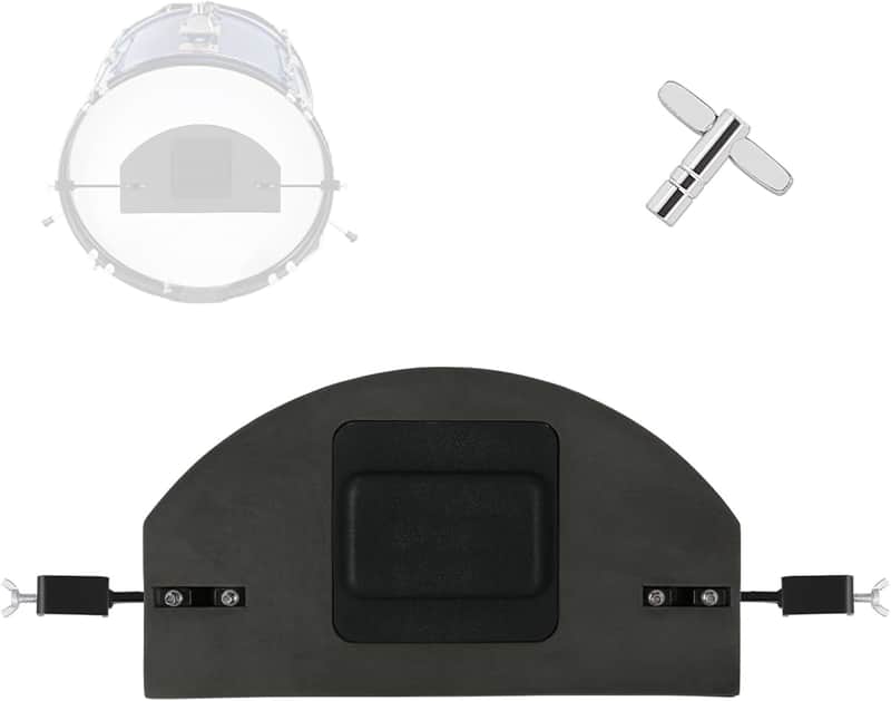 Bass Drum Mute Pad Adjustable Drum Mute Detachable Kick Drums Silencer 80% Sound Reduction Foam Rubber & Silicone Quick-Install for 18 20 22 Inch Bass Drums Home Apartment Practice Black image 1
