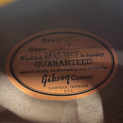 Gibson L-4 (ES-175) Custom Shop Master Model Sunburst 2007 James W. Hutchins image 10